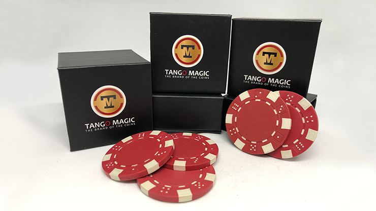 TUC Poker Chip Red plus 3 regular chips (PK002R) by Tango Magic - Trick